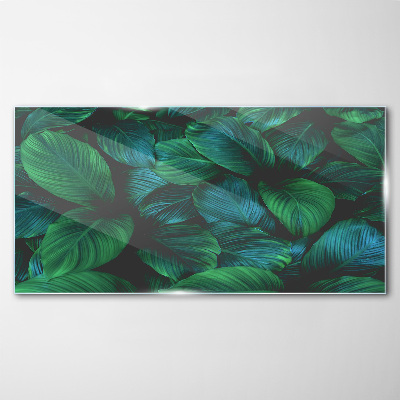 Foto op glas Groen bladmozaïek