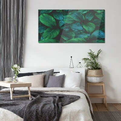 Foto op glas Groen bladmozaïek