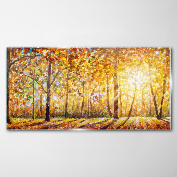Schilderij op glas Gouden herfst in het bos