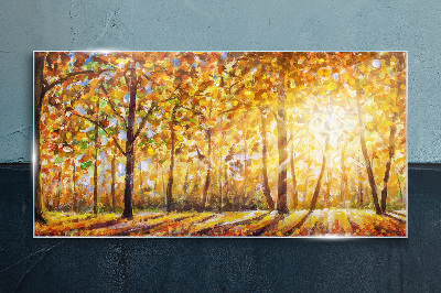 Schilderij op glas Gouden herfst in het bos