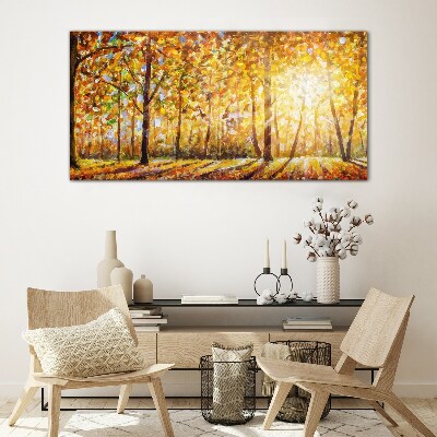 Schilderij op glas Gouden herfst in het bos