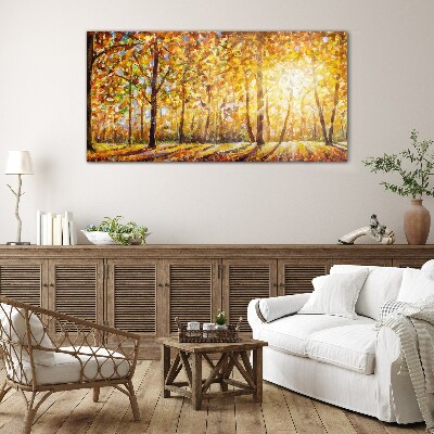 Schilderij op glas Gouden herfst in het bos