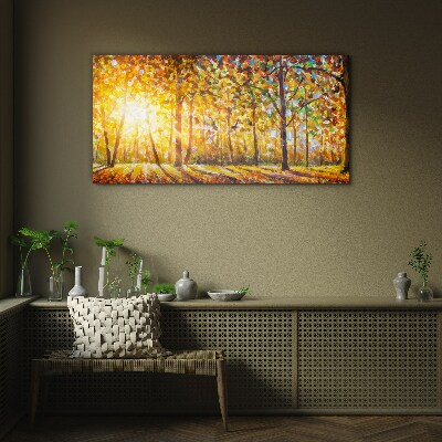 Foto op glas Gouden herfst in het bos
