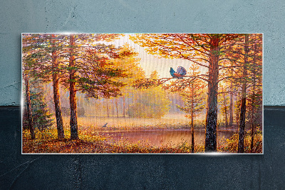 Schilderij op glas Herfstlandschap met vogels