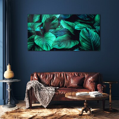 Foto op glas Groene tropische bladeren