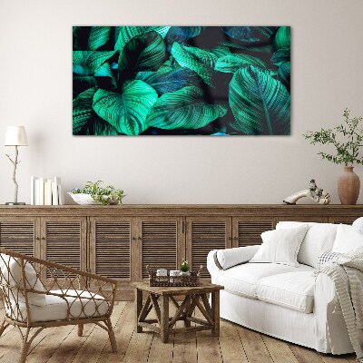 Foto op glas Groene tropische bladeren