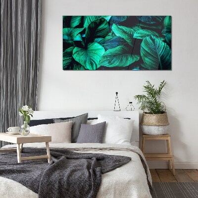 Foto op glas Groene tropische bladeren