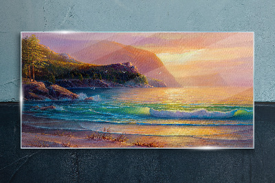 Glas foto Een rustige ochtend aan zee