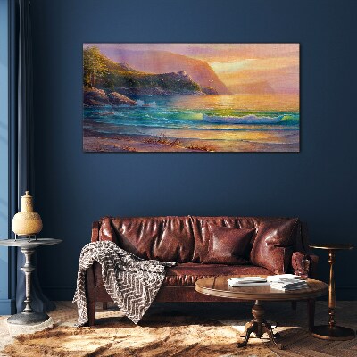 Glas foto Een rustige ochtend aan zee