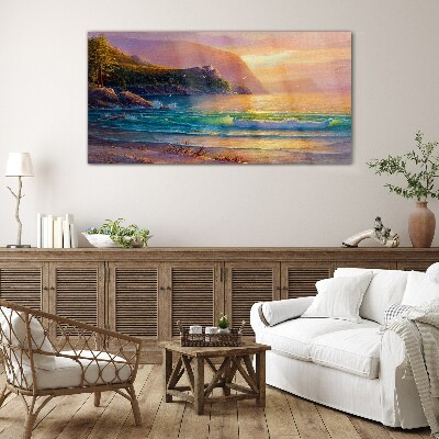 Glas foto Een rustige ochtend aan zee