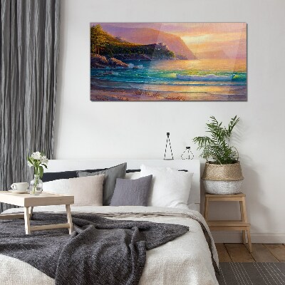 Glas foto Een rustige ochtend aan zee