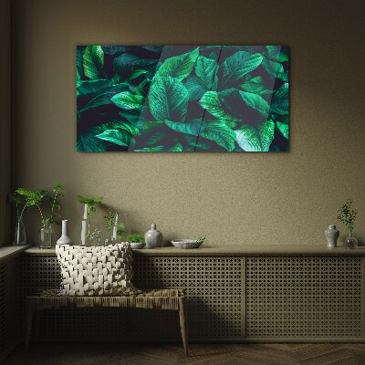 Schilderij op glas Groene symfonie van bladeren