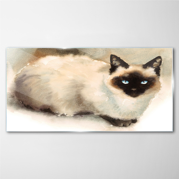 Schilderij op glas Siamese kat in zachte waterkleuren
