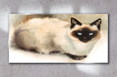 Schilderij op glas Siamese kat in zachte waterkleuren