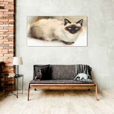 Schilderij op glas Siamese kat in zachte waterkleuren