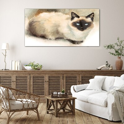 Schilderij op glas Siamese kat in zachte waterkleuren