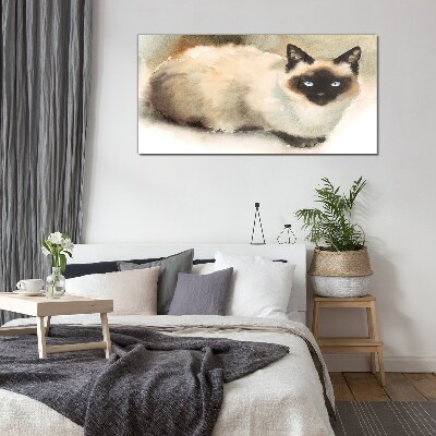 Schilderij op glas Siamese kat in zachte waterkleuren