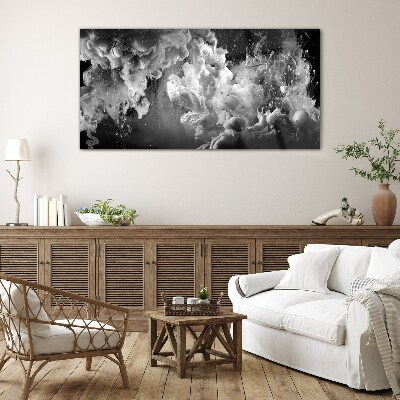 Foto op glas Dynamische wolken in zwart-wit
