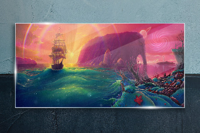 Foto op glas Een magische reis door een kleurrijke oceaan