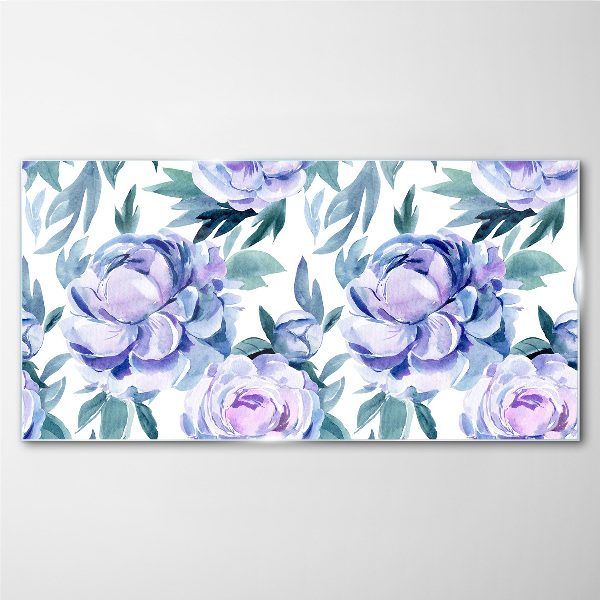 Glas foto Een bloemenlandschap in paarse tinten