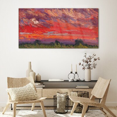 Foto op glas Zonsondergang in brand