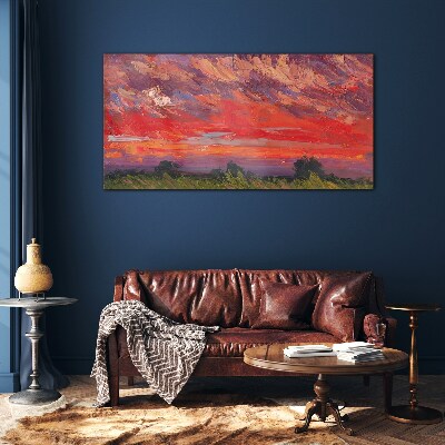 Foto op glas Zonsondergang in brand