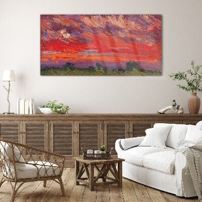 Foto op glas Zonsondergang in brand