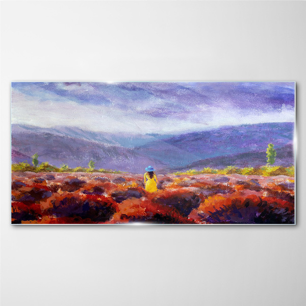 Foto op glas Landschap in paarse tinten