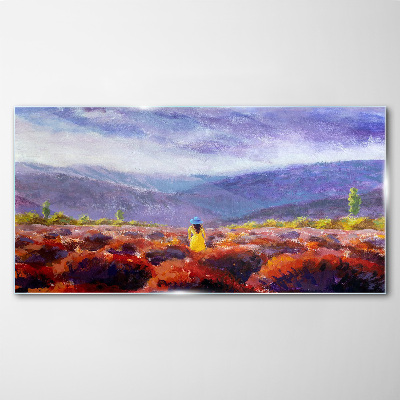 Foto op glas Landschap in paarse tinten