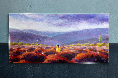 Foto op glas Landschap in paarse tinten