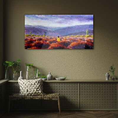 Foto op glas Landschap in paarse tinten