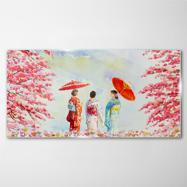 Glas foto Een lentewandeling onder de bloeiende bomen