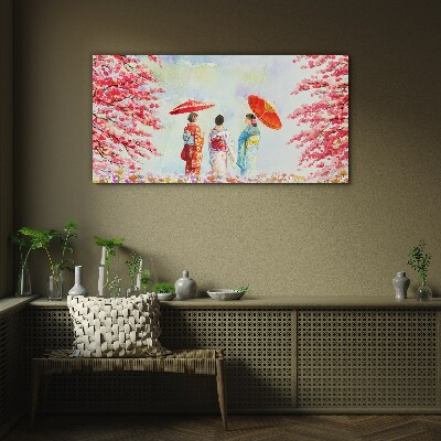 Glas foto Een lentewandeling onder de bloeiende bomen