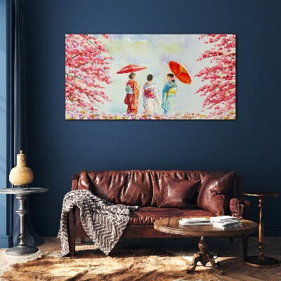 Glas foto Een lentewandeling onder de bloeiende bomen