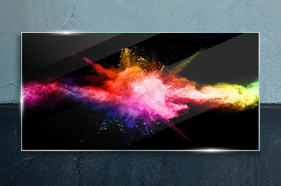 Glas foto Een explosie van kleuren in het donker