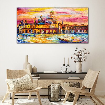 Glas foto Venetië in de kleuren van de zonsondergang