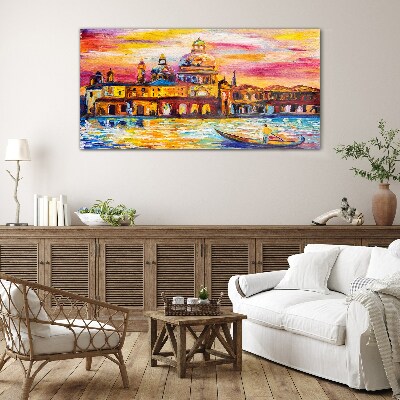 Glas foto Venetië in de kleuren van de zonsondergang