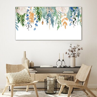 Foto op glas Bloemenlandschap in aquarel