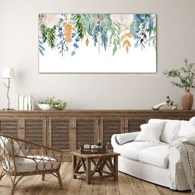 Foto op glas Bloemenlandschap in aquarel