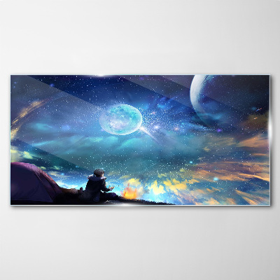 Schilderij op glas Een kosmische nacht onder de sterren