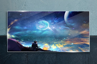 Schilderij op glas Een kosmische nacht onder de sterren