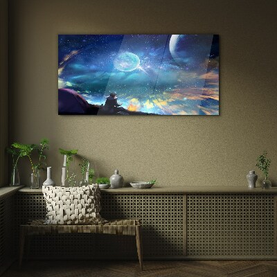 Schilderij op glas Een kosmische nacht onder de sterren