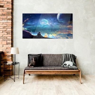 Schilderij op glas Een kosmische nacht onder de sterren