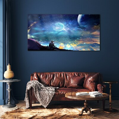 Schilderij op glas Een kosmische nacht onder de sterren