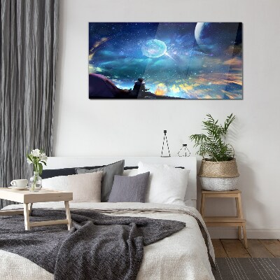 Schilderij op glas Een kosmische nacht onder de sterren