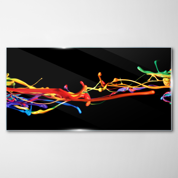 Glas foto Kleurrijke vlekken op een zwarte achtergrond