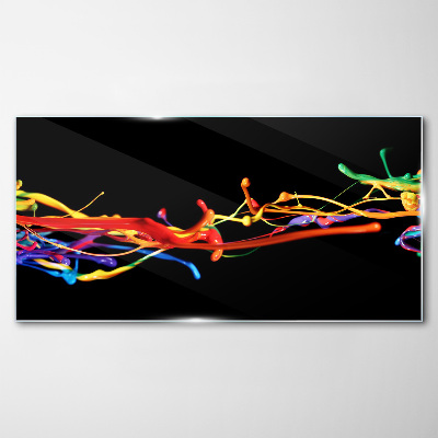 Glas foto Kleurrijke vlekken op een zwarte achtergrond