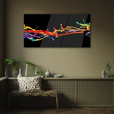 Glas foto Kleurrijke vlekken op een zwarte achtergrond