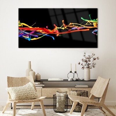 Glas foto Kleurrijke vlekken op een zwarte achtergrond