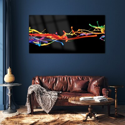 Glas foto Kleurrijke vlekken op een zwarte achtergrond